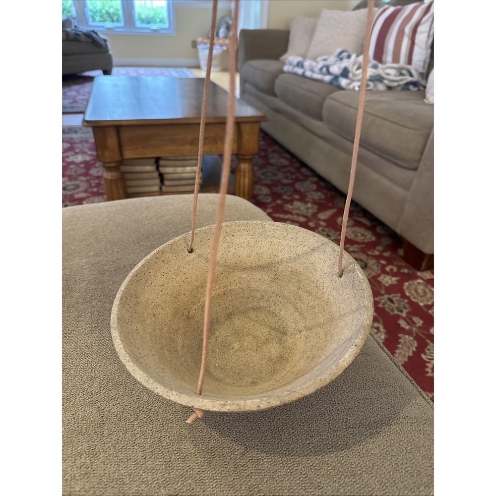 Vintage Handmade Hanging Planter Signed 8" Diameter Pottery (TD)